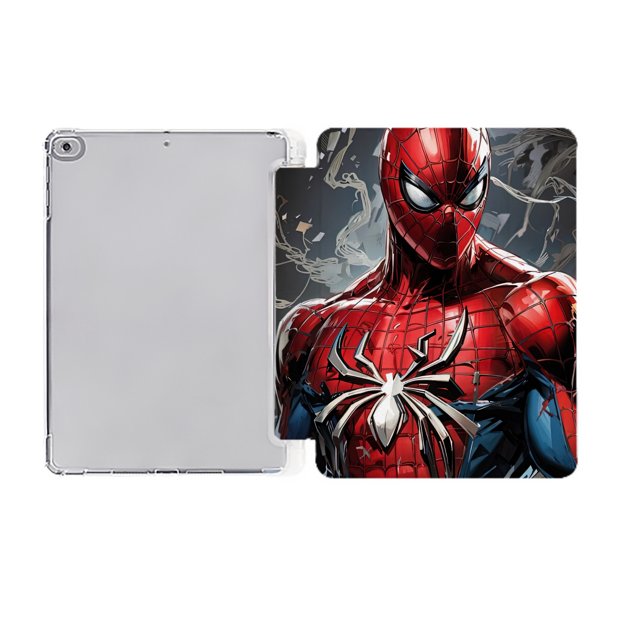 Spider Man スパイダーマン IPad ケース ペン収納付き 三つ折りスタンド PUレザー×シリコン 対応機種9.5/10.5/10.9インチ